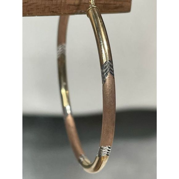 925 silver 10k gold fill giant tri-tone hoop earrings - Picture 7 of 9